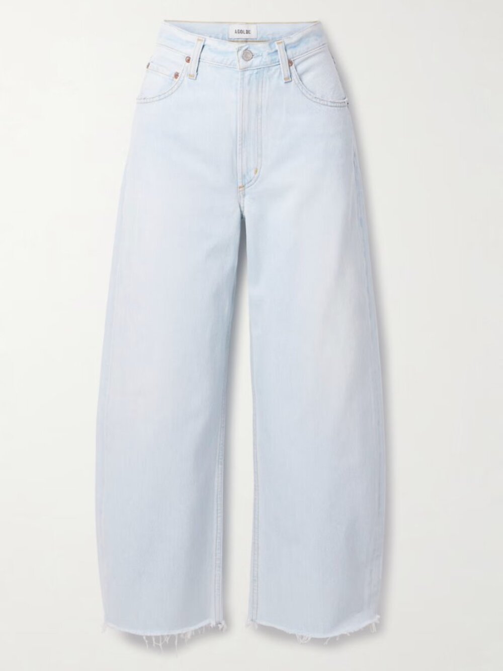 AGOLDE - Low Curve Crop frayed mid-rise wide-leg jeans, light denim, Size 25